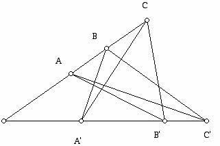 Diagram illustrating Pappus' Theorem
