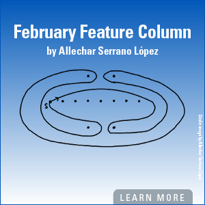 February Feature Column by Allechar Serrano López. Image of hand-drawn lusona 
