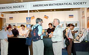 Visitors at the AMS Book exhibit