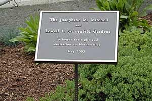 Mitchell Schoenfield Memorial Garden plaque in the AMS gardens