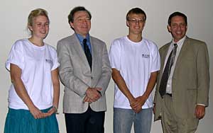 Stillwater high school contestants Calli and Kyle, along with Doug Arnold and Mike