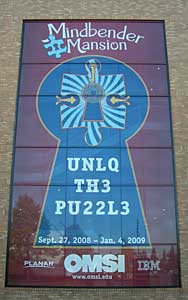 Sign for OMSI's puzzle exhibit