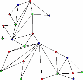A 3-coloring of the previous triangulated polygon