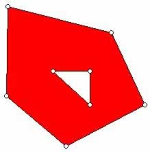 Region between a triangle and convex pentagon