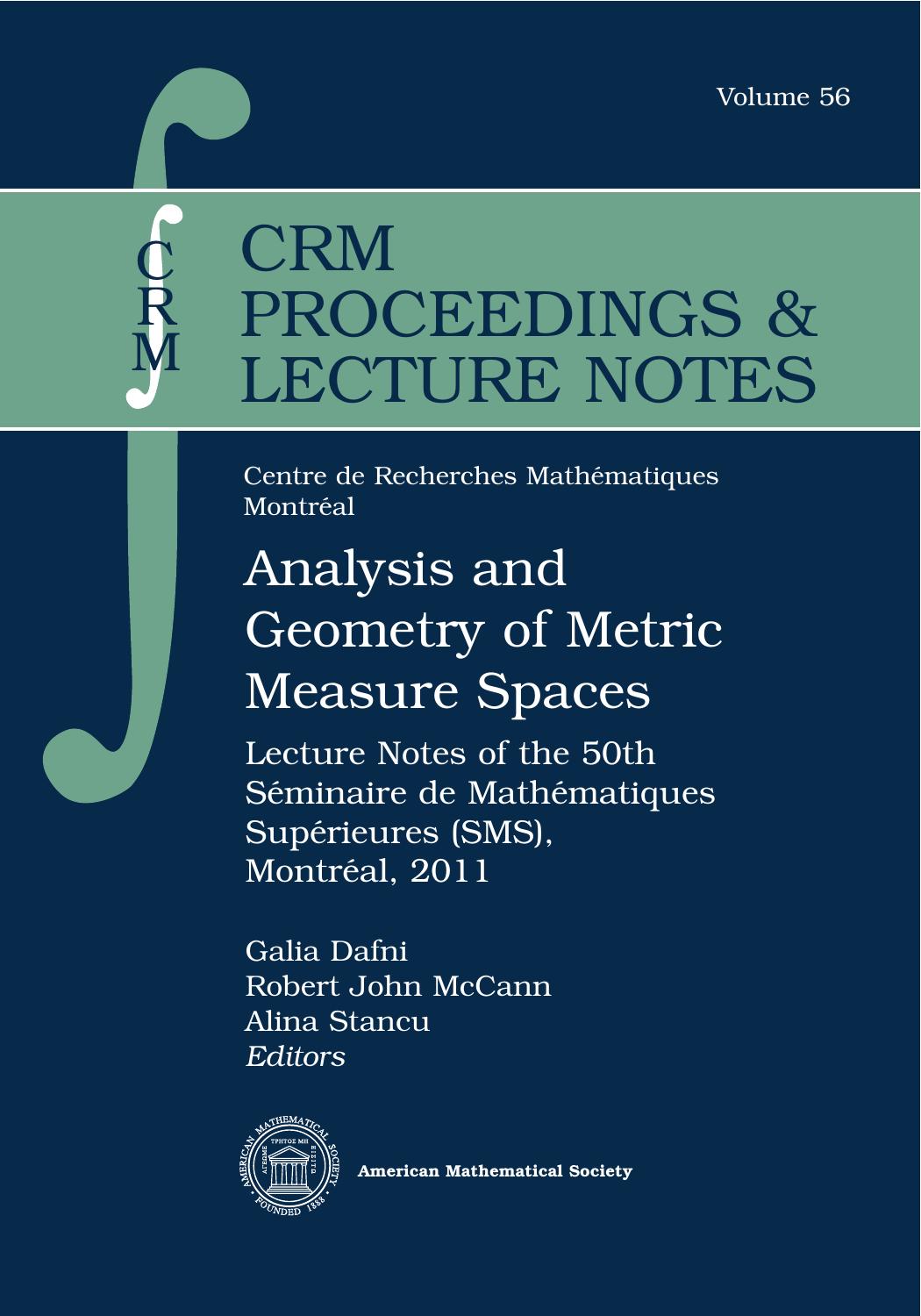 CRM Proceedings and Lecture Notes