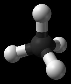 3-D rendering of a methane molecule