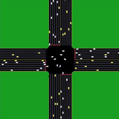 Still from simulation of autonomous intersection